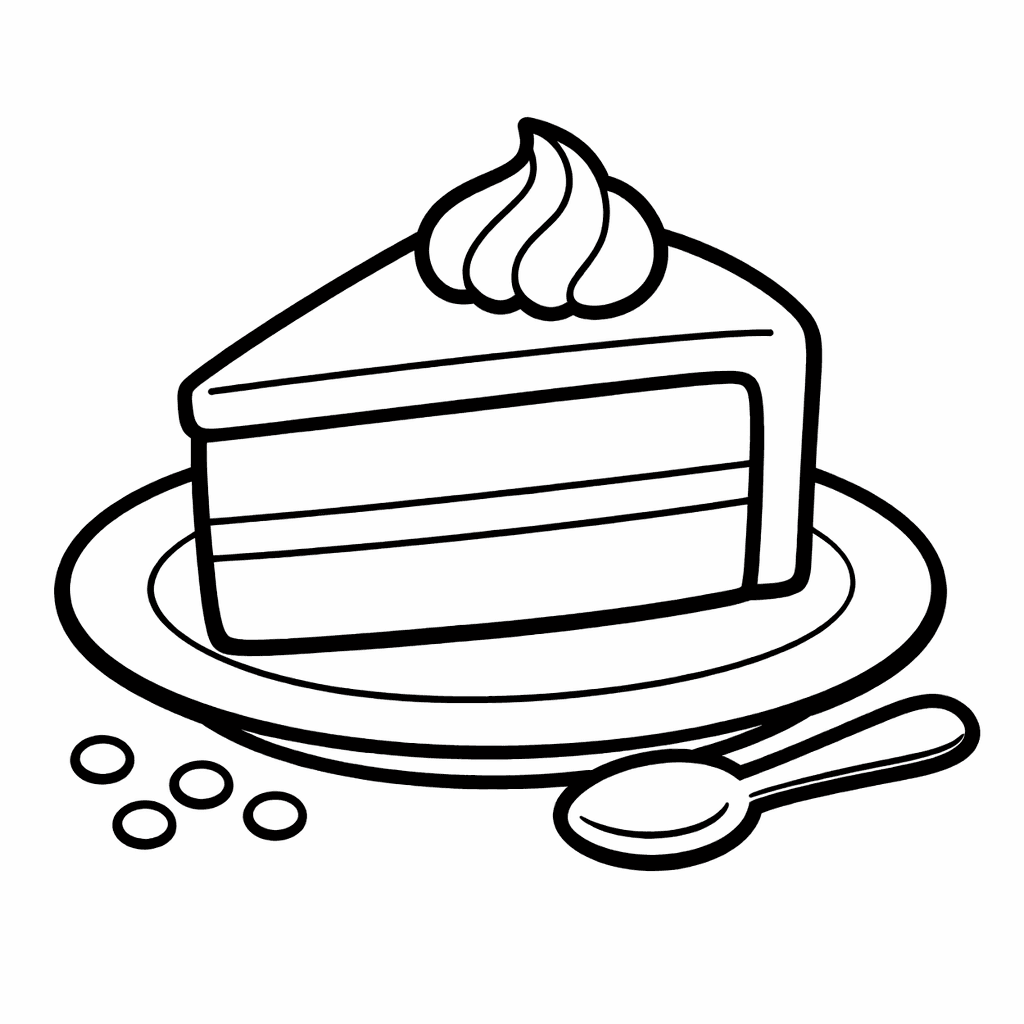 Free printable coloring page: Slice Of Cake, for ages 3-6