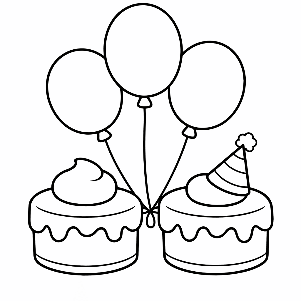 Free printable coloring page: Birthday Cake, for ages 3-6