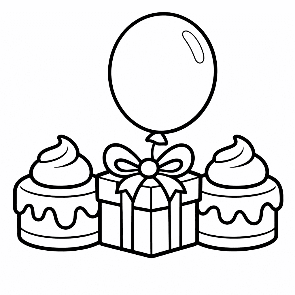 Free printable coloring page: Object Only: Two Or Three Cakes Side By Side, Simple And Adorable, No Background, for ages 3-6