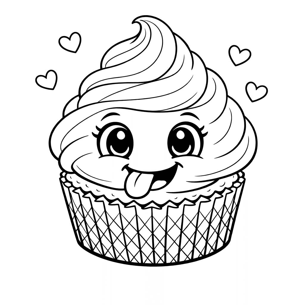 Free printable coloring page: Single Cupcake, for ages 7-12