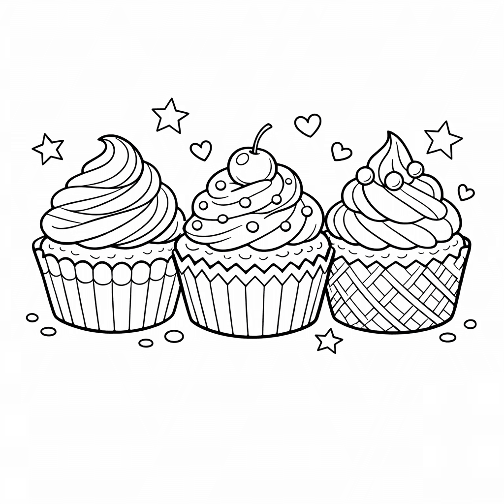 Free printable coloring page: Cupcake With Cherry, for ages 7-12