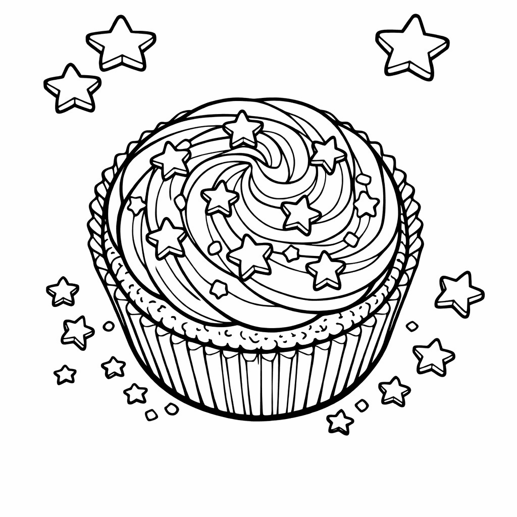 Free printable coloring page: Cupcake With Cherry, for ages 7-12