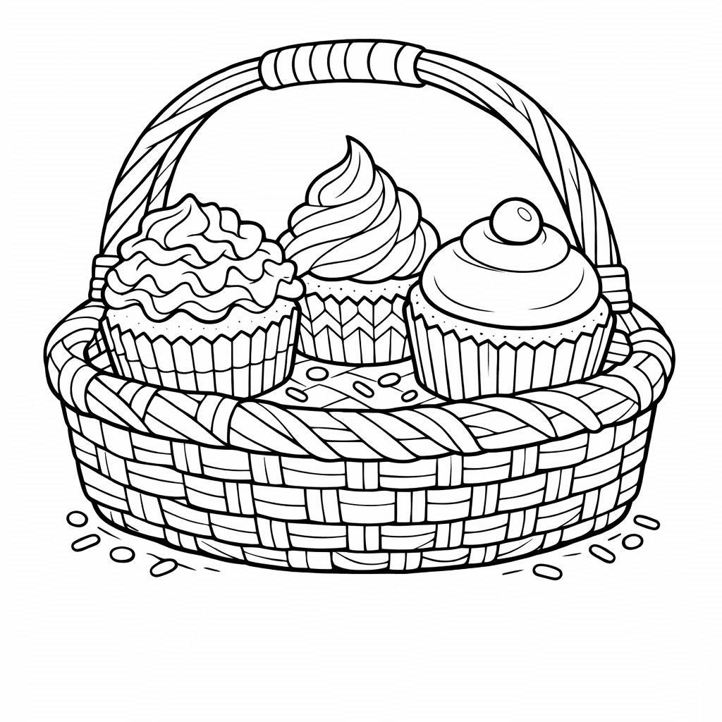 Free printable coloring page: Cupcake Face, for ages 7-12