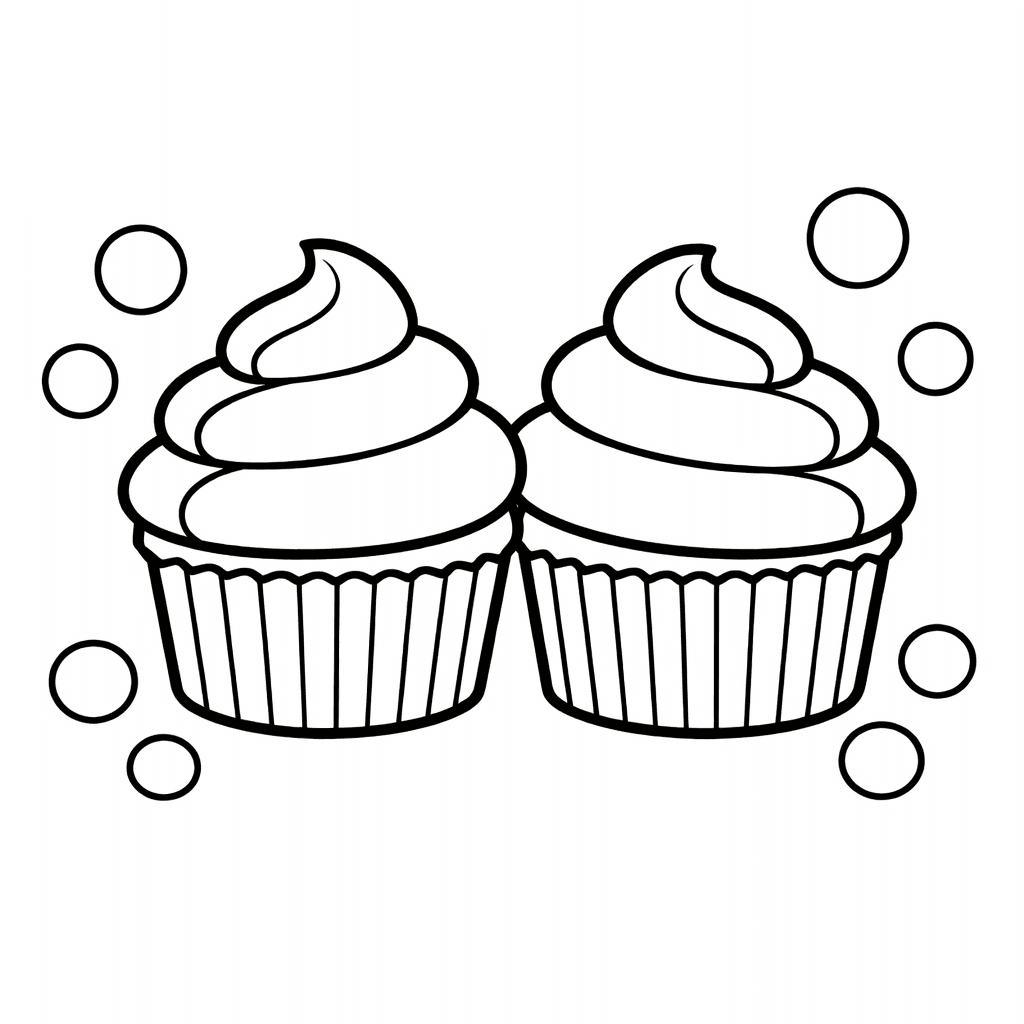 Free printable coloring page: Cupcake And Sprinkles, for ages 3-6