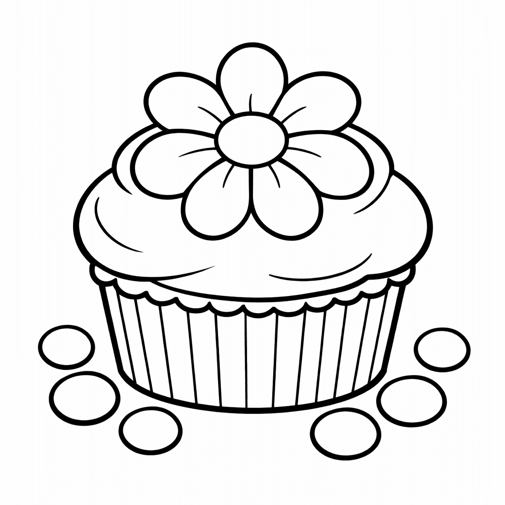 Free printable coloring page: Cupcake Tower, for ages 3-6