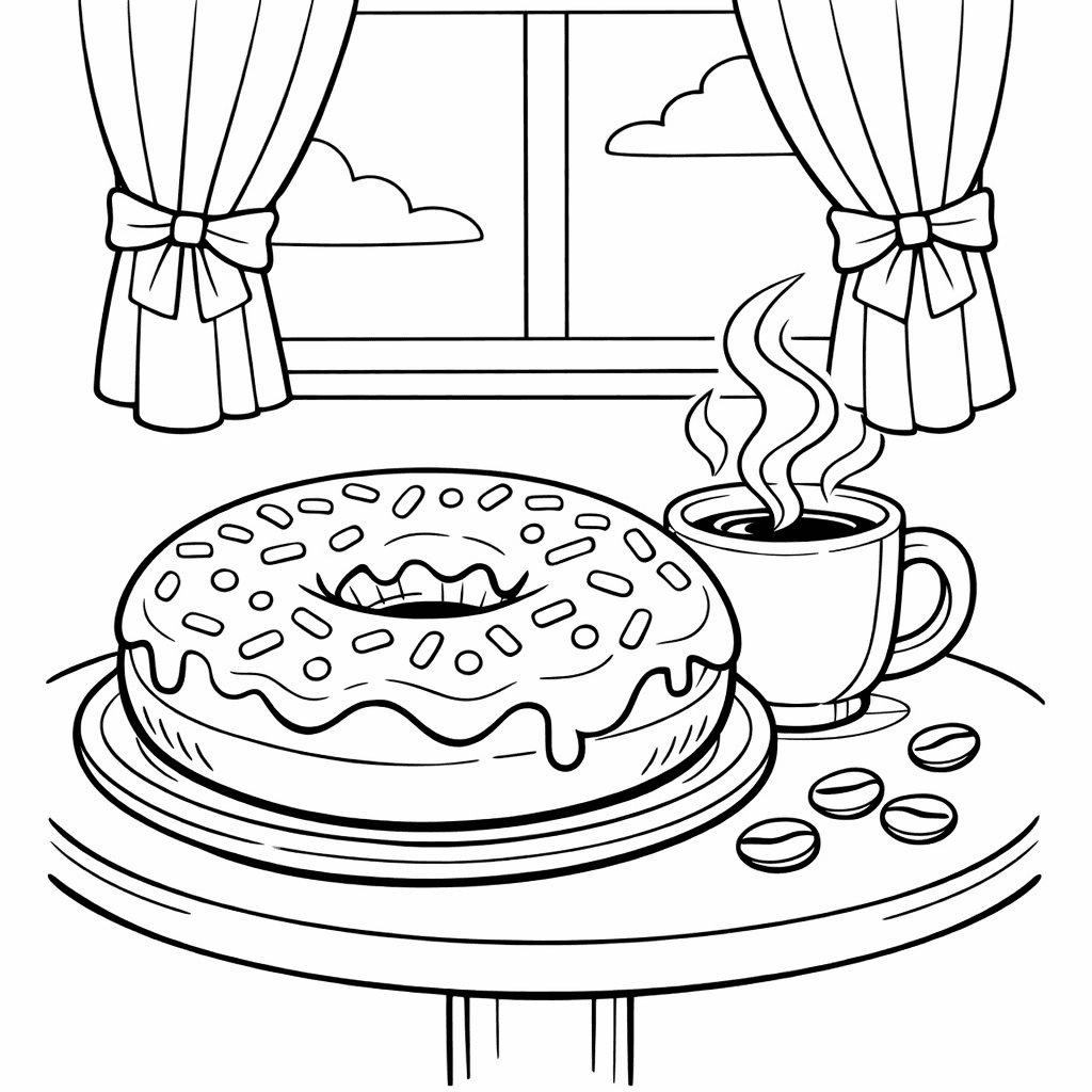 Free printable coloring page: Donut Stack, for ages 7-12