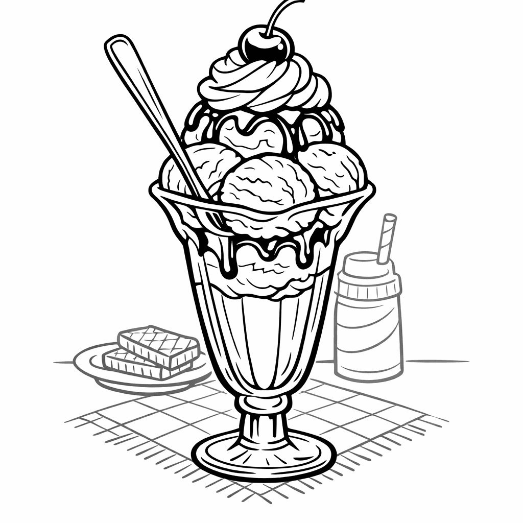 Free printable coloring page: A Magical Ice Cream Castle With Sprinkles Raining…, for ages 7-12