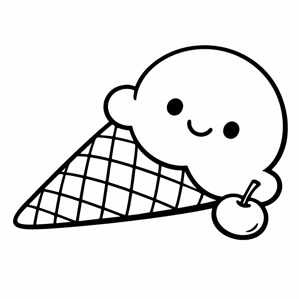 Free printable coloring page: Child Juggling Three Colorful Ice Cream Cones In…, for ages 3-6