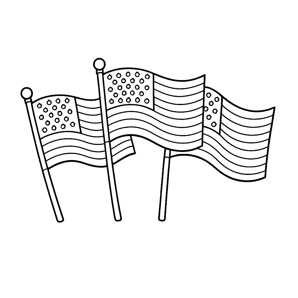 Free printable coloring page: Usa Flag, for ages 7-12