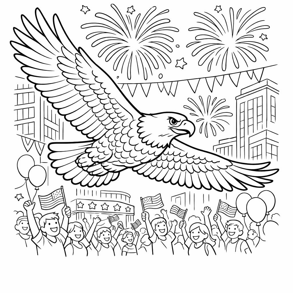 Free printable coloring page: American Eagle, for ages 7-12
