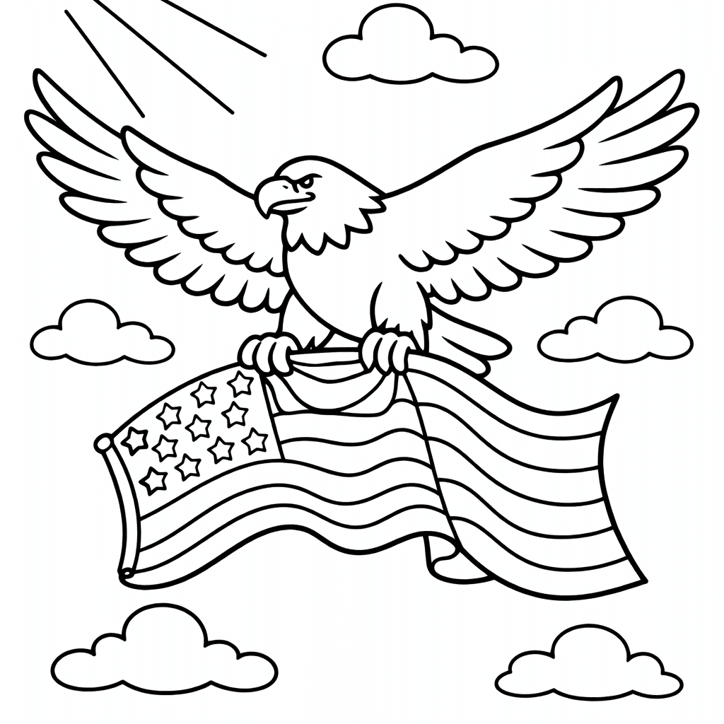 Free printable coloring page: Eagle Outline, for ages 3-6