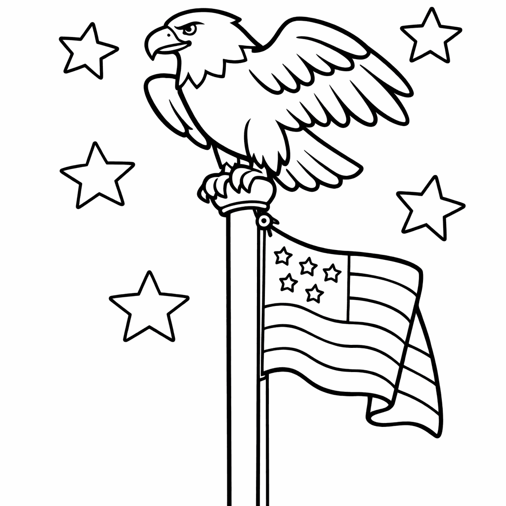 Free printable coloring page: Eagle Simple, for ages 3-6