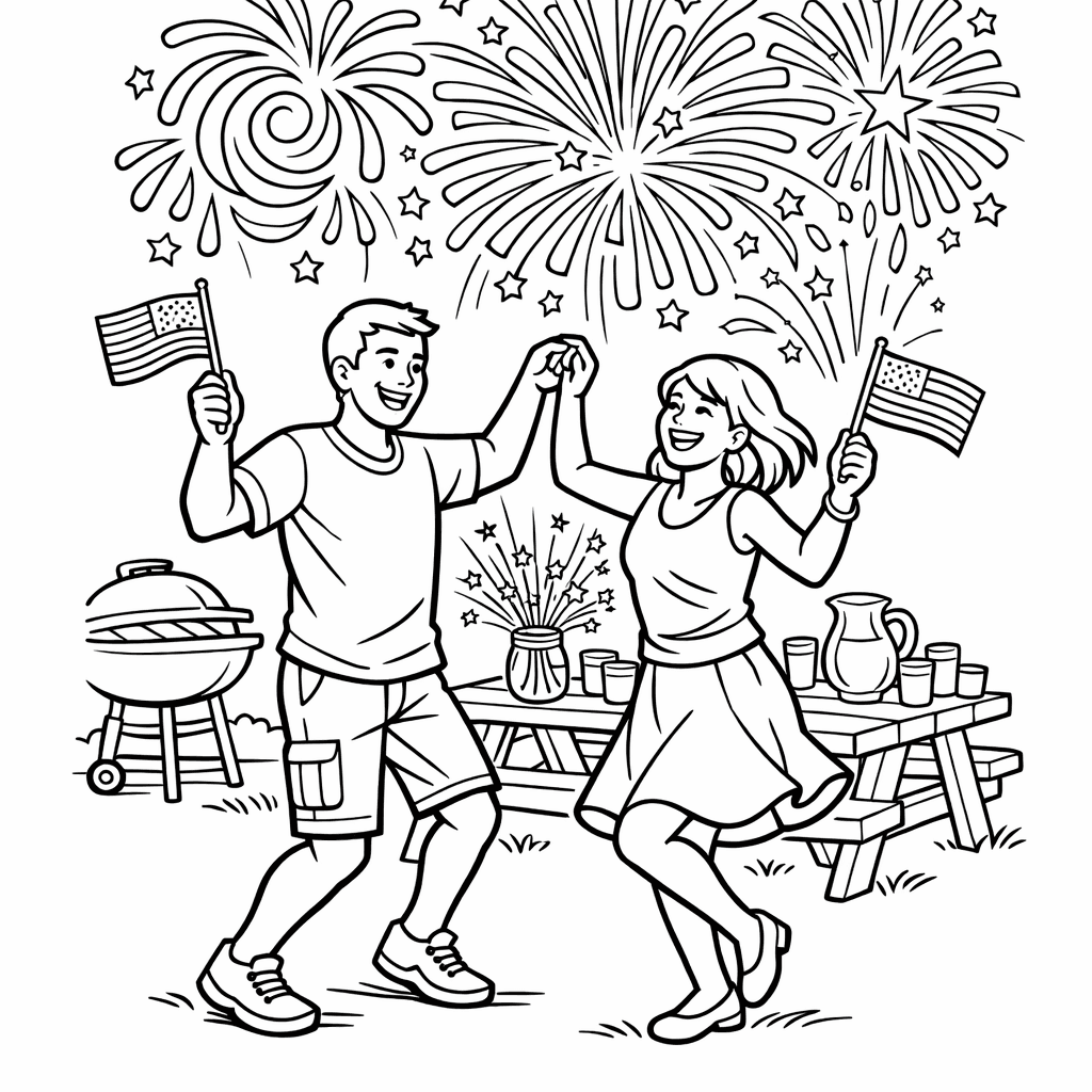 Free printable coloring page: Fireworks Burst, for ages 7-12