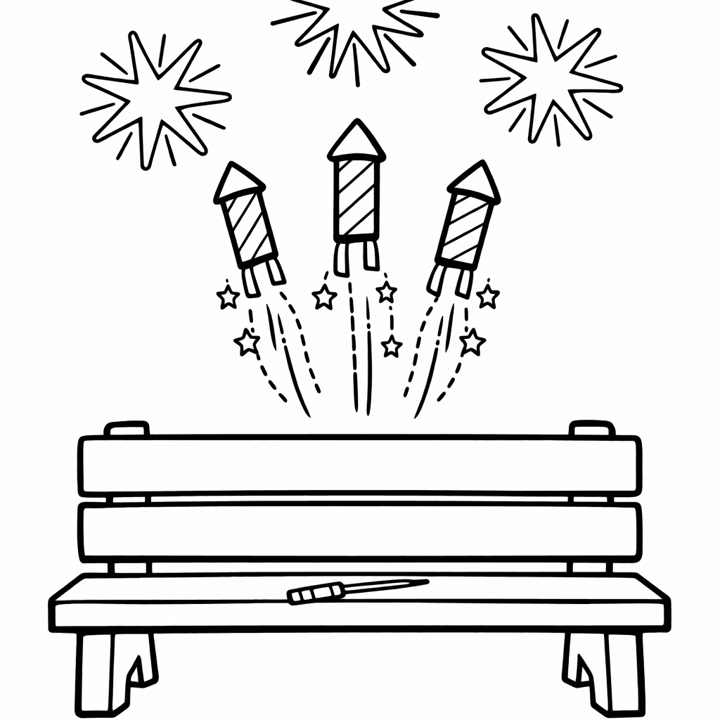 Free printable coloring page: Fireworks Simple, for ages 3-6