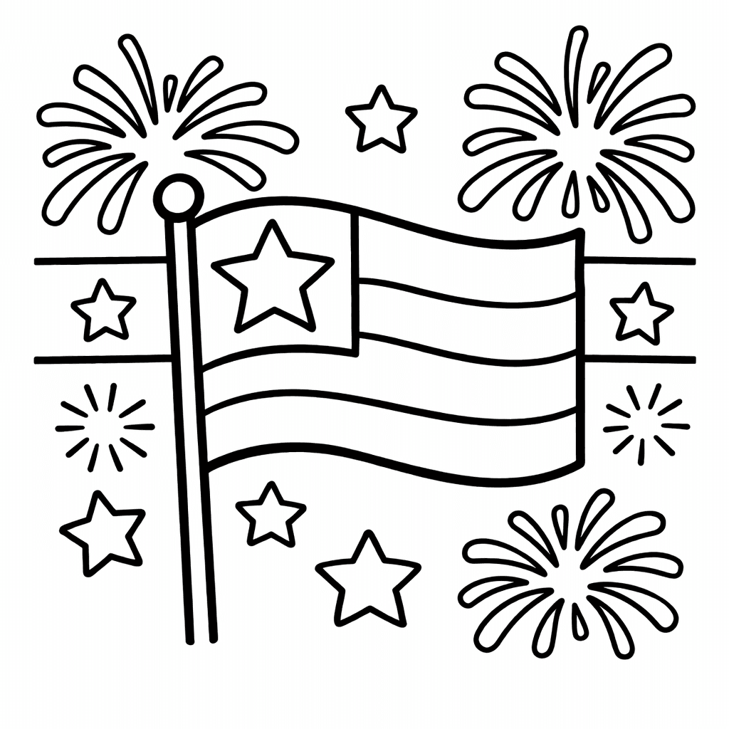 Free printable coloring page: Celebration Fireworks, for ages 3-6
