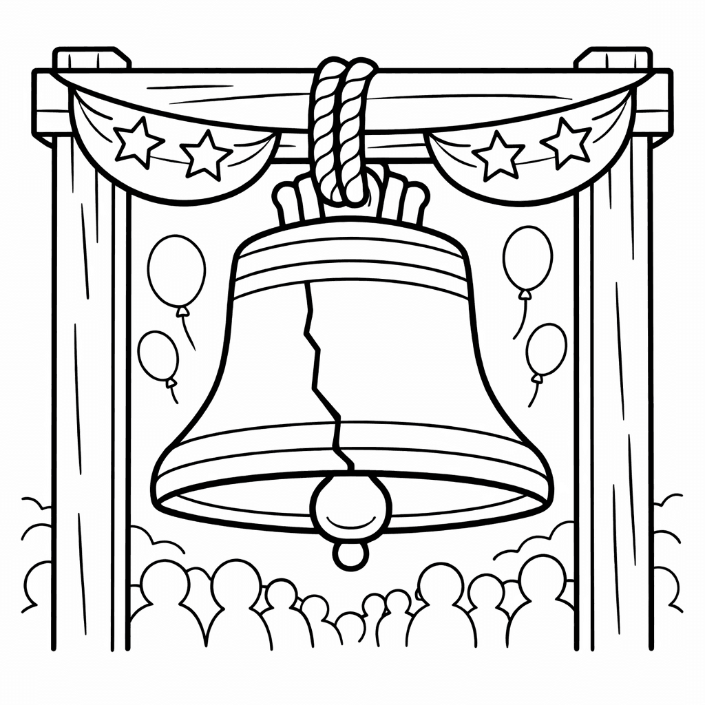 Free printable coloring page: Liberty Bell Outline, for ages 3-6