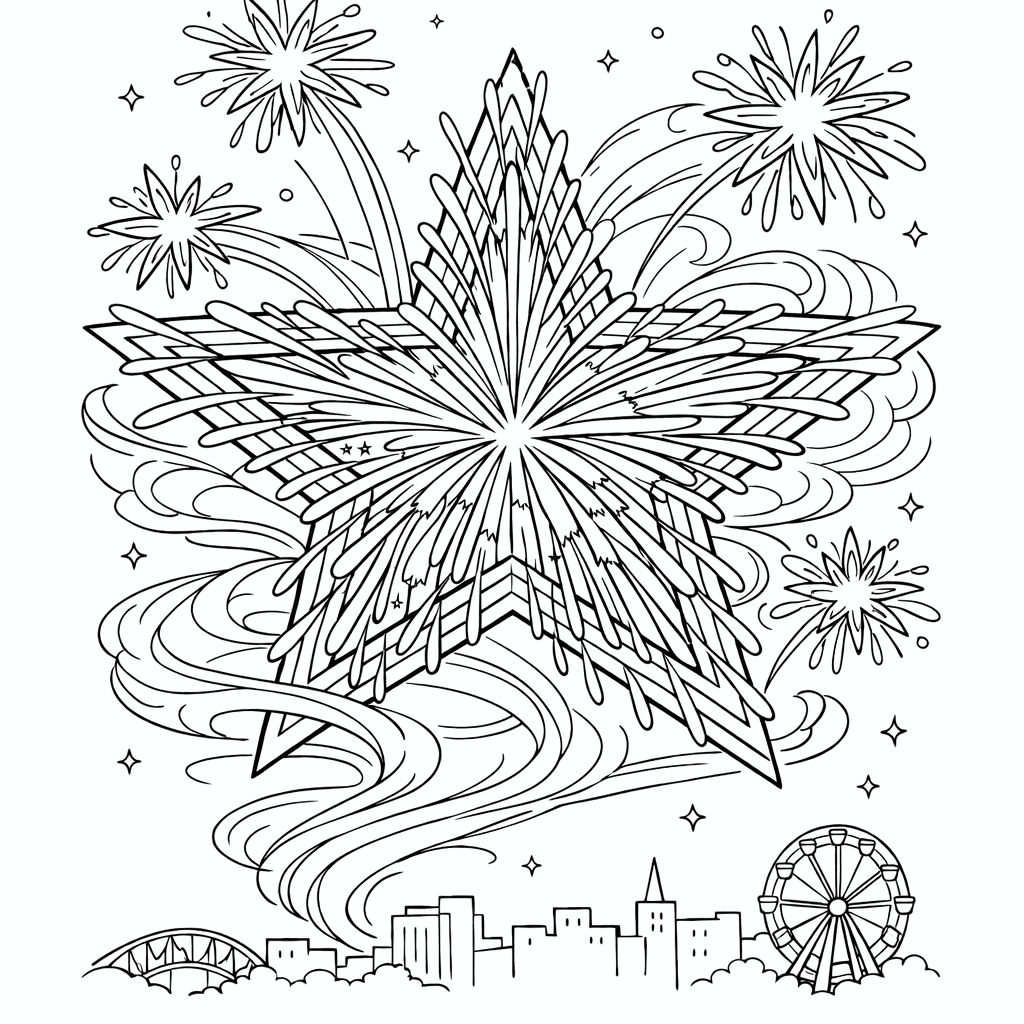 Free printable coloring page: Star And Flag, for ages 7-12