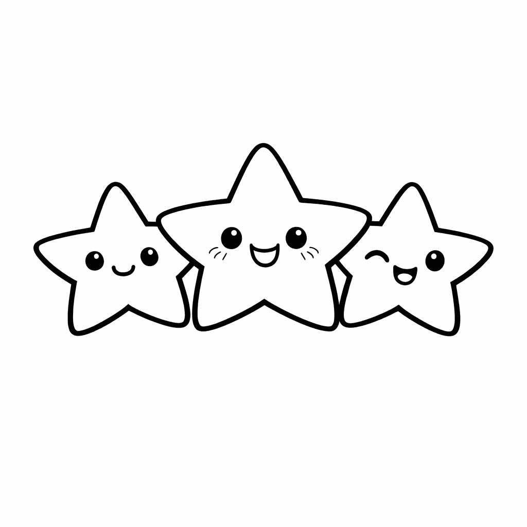 Free printable coloring page: Object Only: Two Or Three Stars Side By…, for ages 7-12