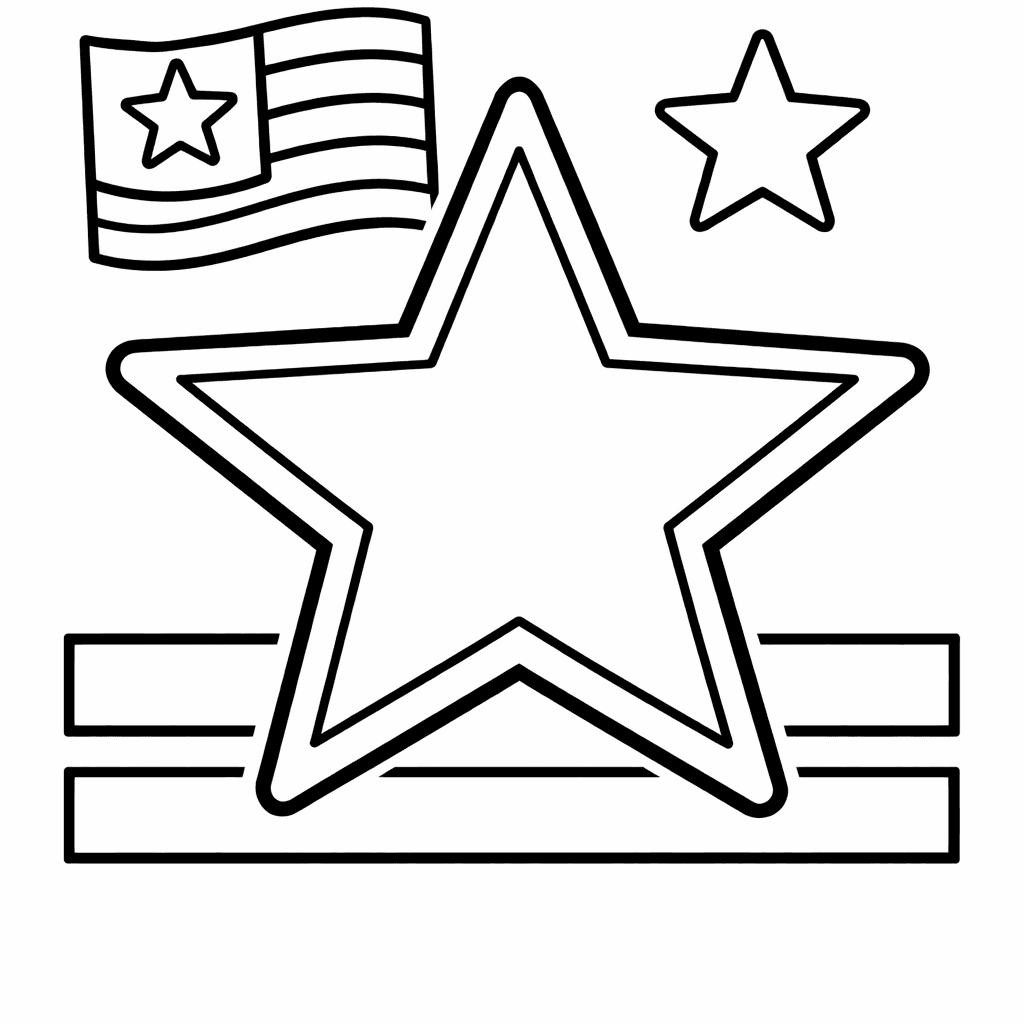 Free printable coloring page: Patriotic Star, for ages 3-6