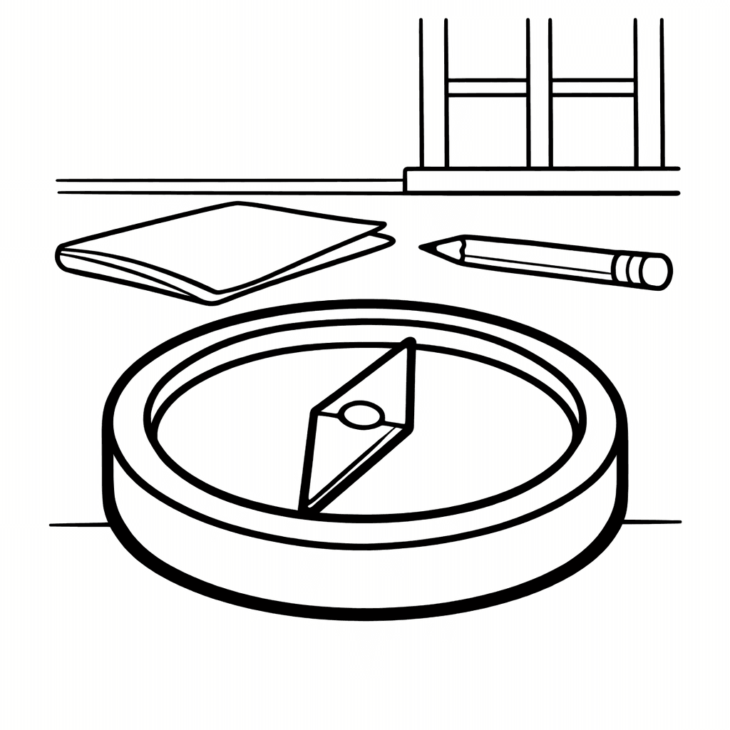 Free printable coloring page: Compass Face, for ages 3-6