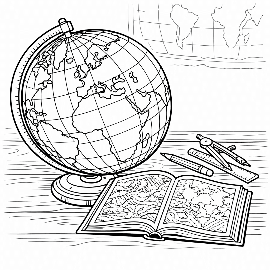 Free printable coloring page: Globe Simple, for ages 7-12