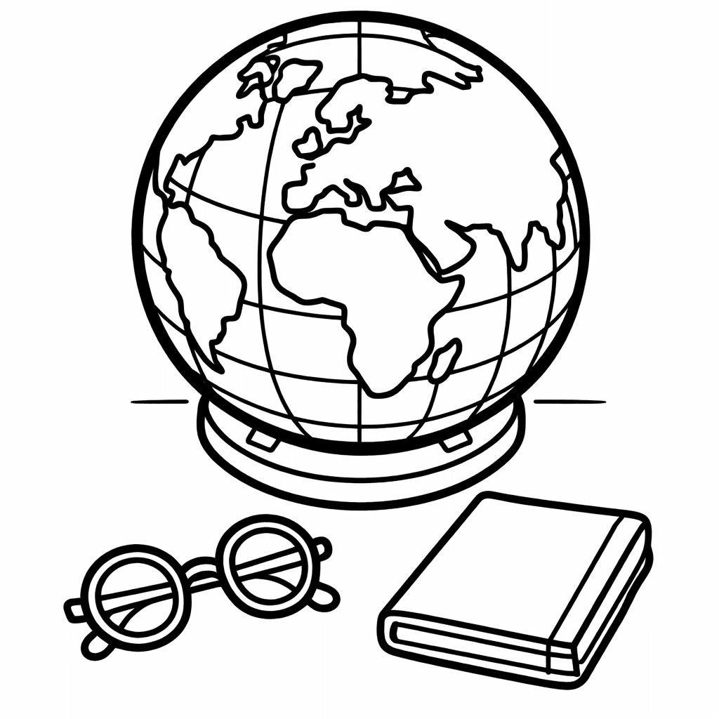 Free printable coloring page: Globe Simple, for ages 3-6