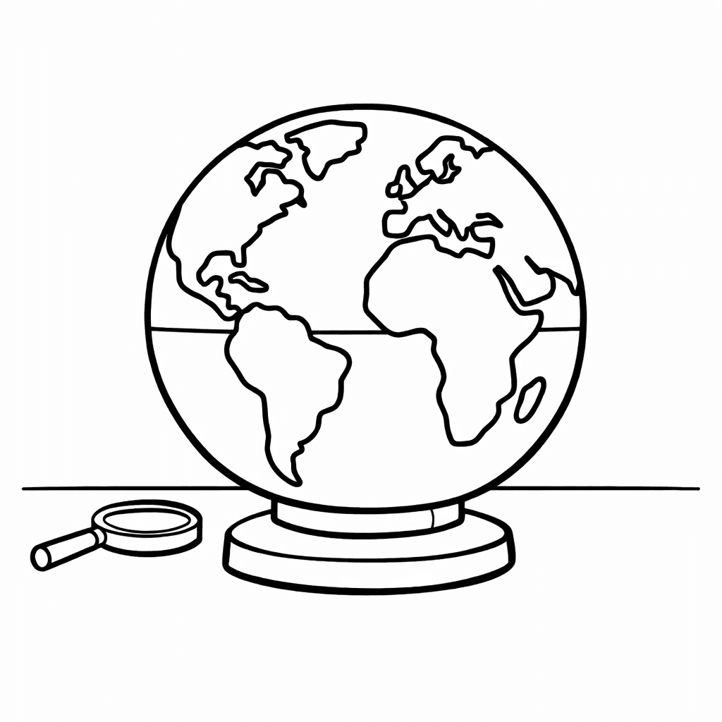 Free printable coloring page: Object Only: Two Or Three Globes Side By…, for ages 3-6