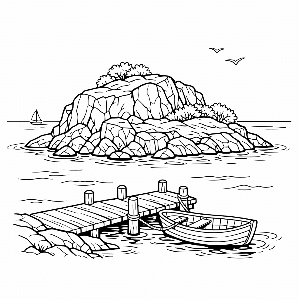 Free printable coloring page: Object Only: Two Or Three Islands Side By…, for ages 7-12
