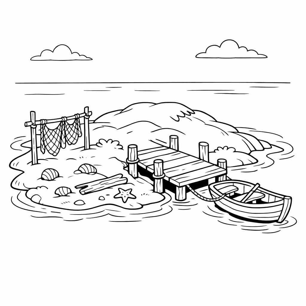 Free printable coloring page: Island With Palm, for ages 7-12