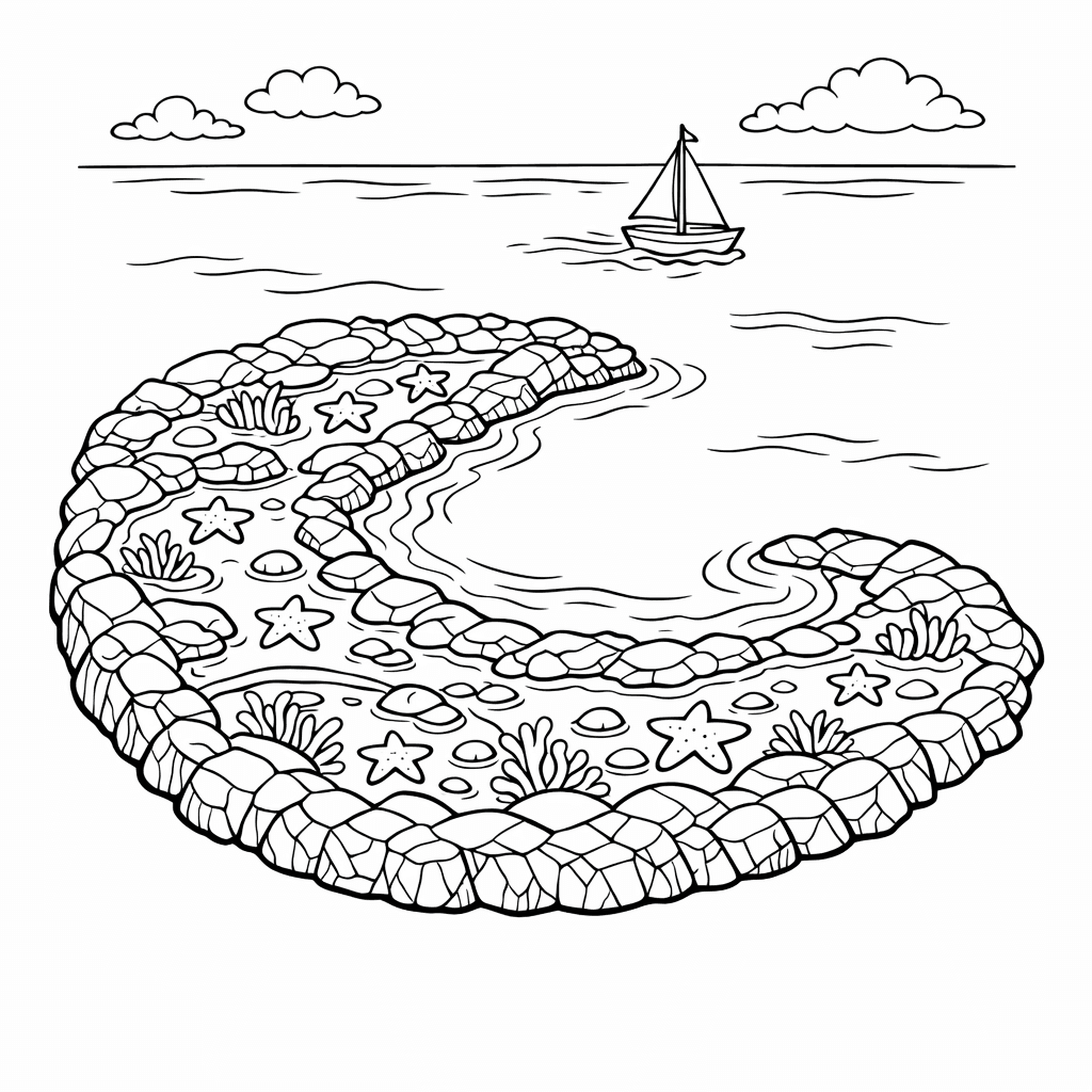 Free printable coloring page: Island With Palm, for ages 7-12