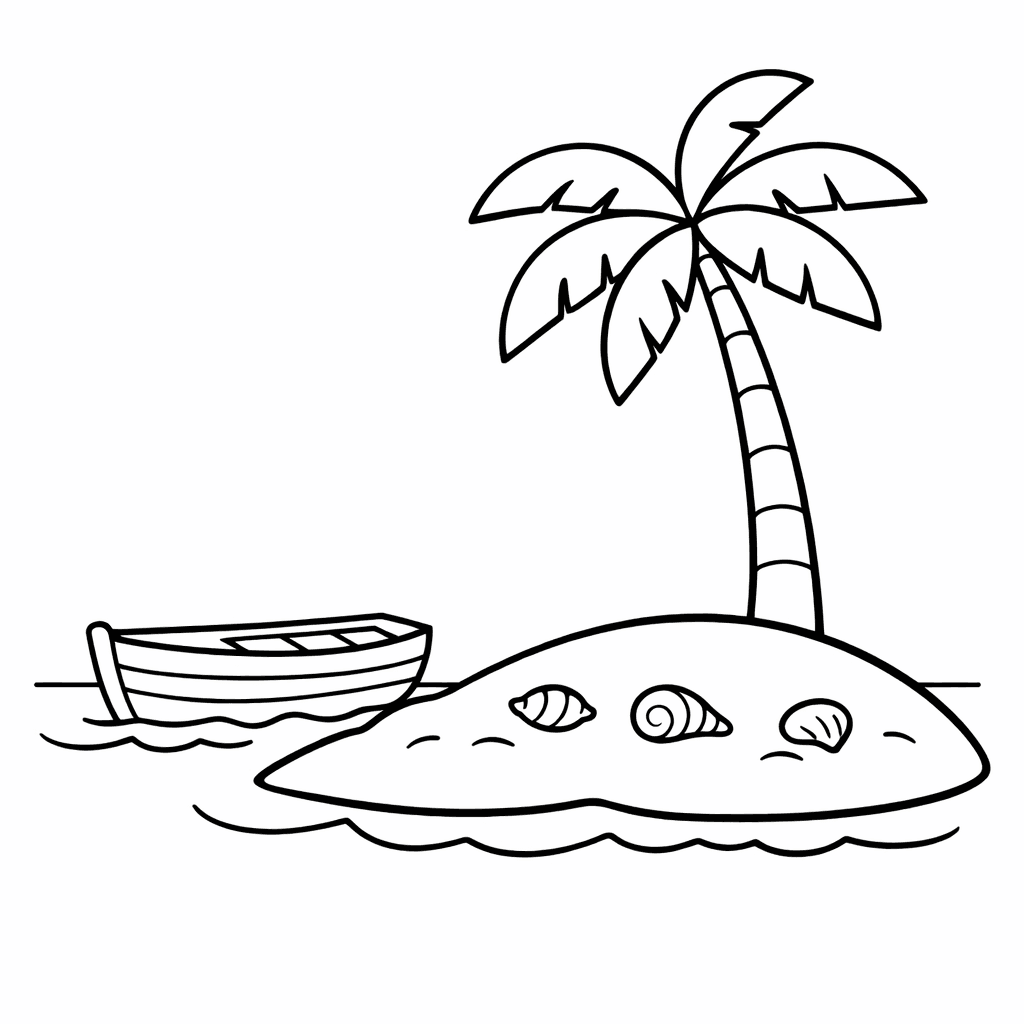 Free printable coloring page: Island Simple, for ages 3-6