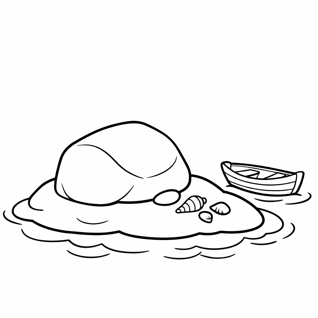 Free printable coloring page: Island In Ocean, for ages 3-6