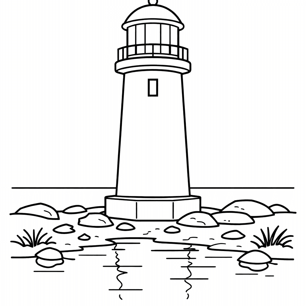Free printable coloring page: Object Only: Two Or Three Lighthouses Side By…, for ages 3-6