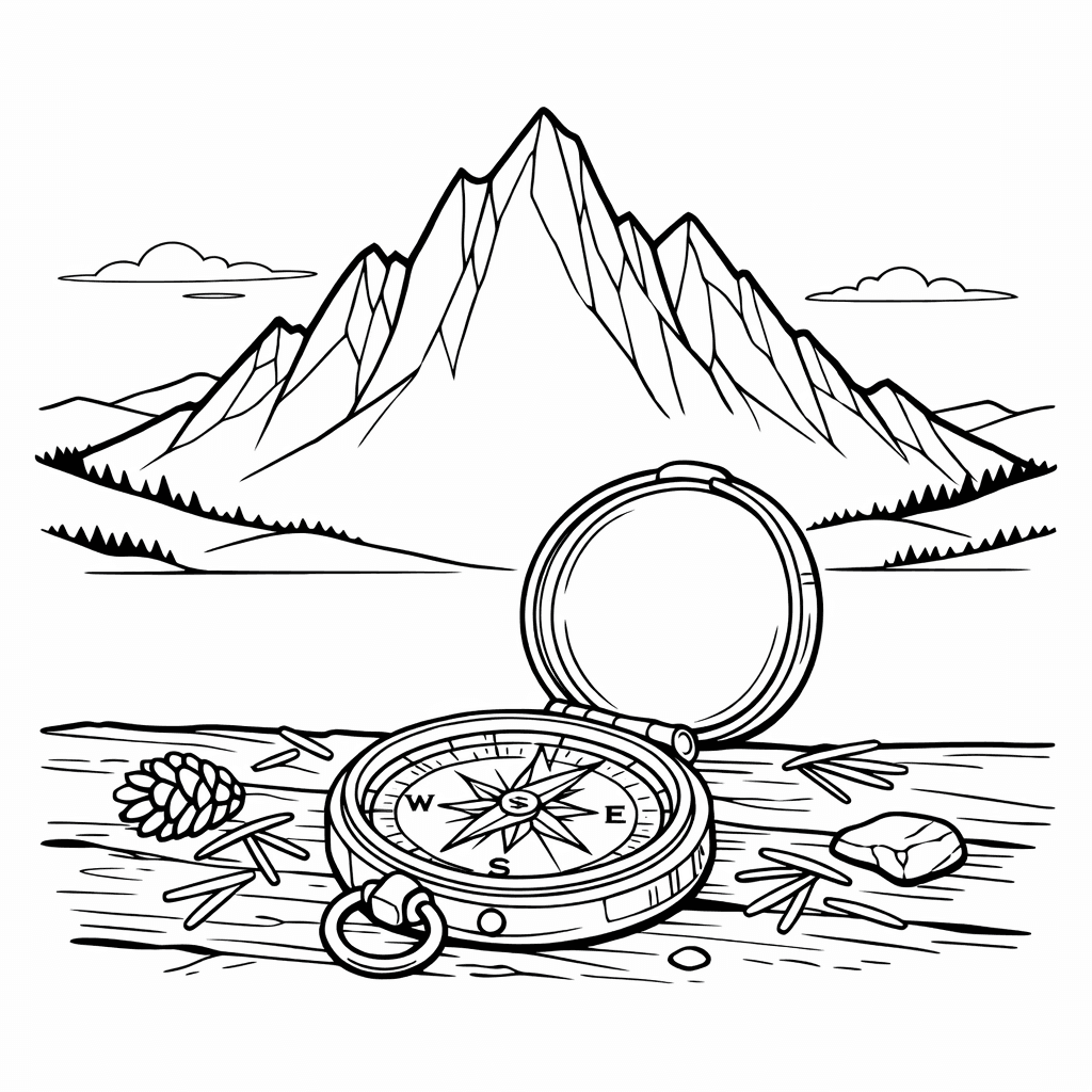 Free printable coloring page: Mountain Range, for ages 7-12