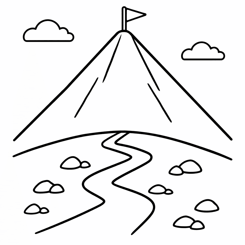 Free printable coloring page: Mountain Range, for ages 3-6