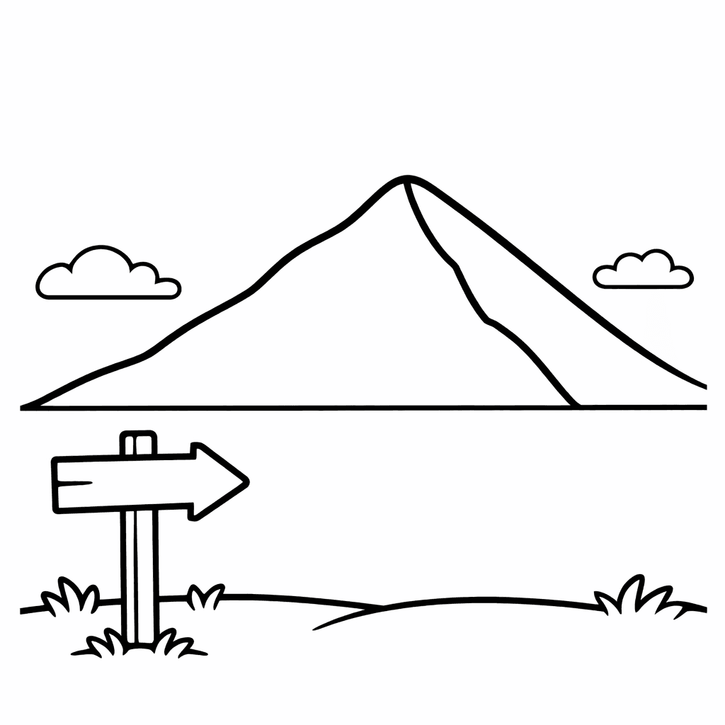 Free printable coloring page: Mountain Simple, for ages 3-6