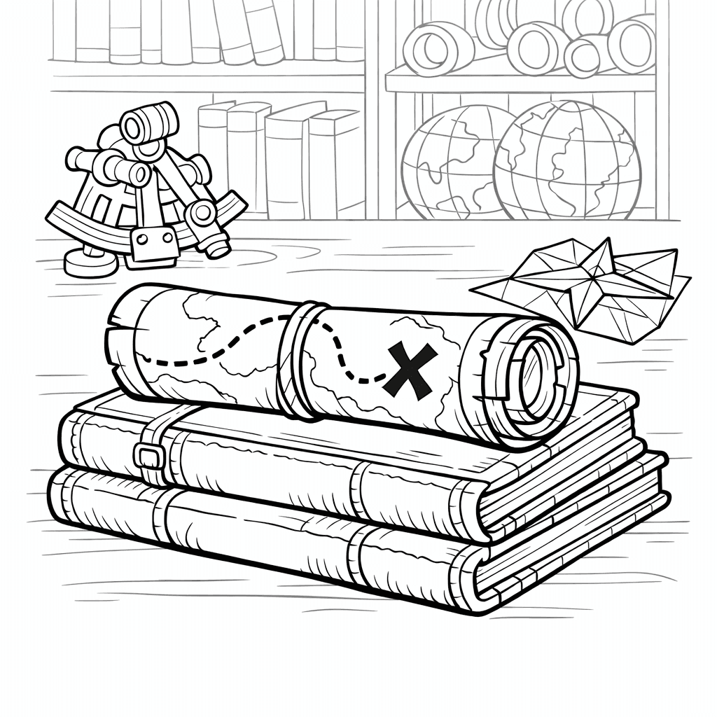 Free printable coloring page: Map With Path, for ages 7-12