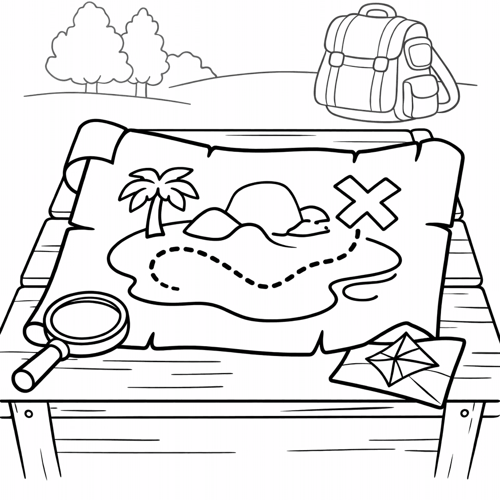 Free printable coloring page: Rolled Map, for ages 3-6