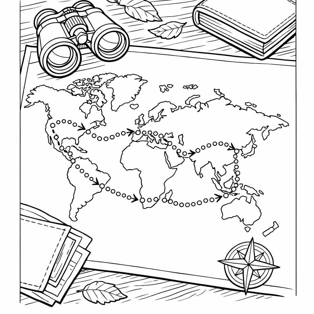 Free printable coloring page: Globe Flat, for ages 7-12