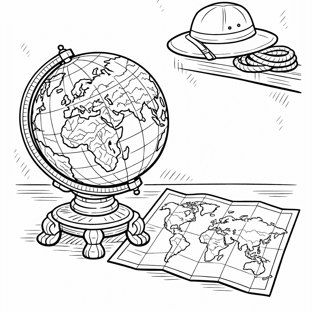 Free printable coloring page: World Map Kids, for ages 7-12