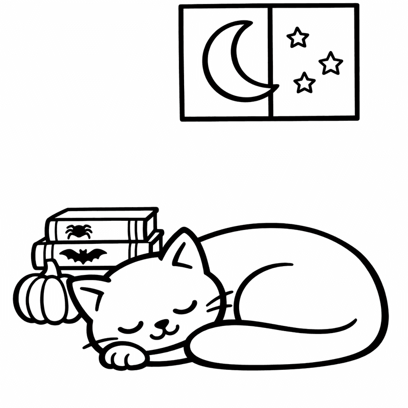 Free printable coloring page: Black Cat Arched, for ages 3-6