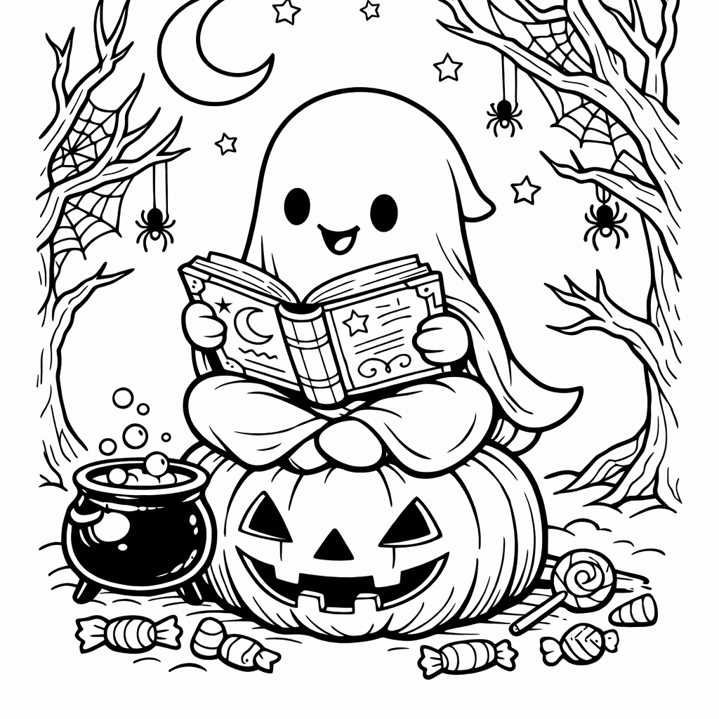 Free printable coloring page: Trick Or Treat, for ages 7-12