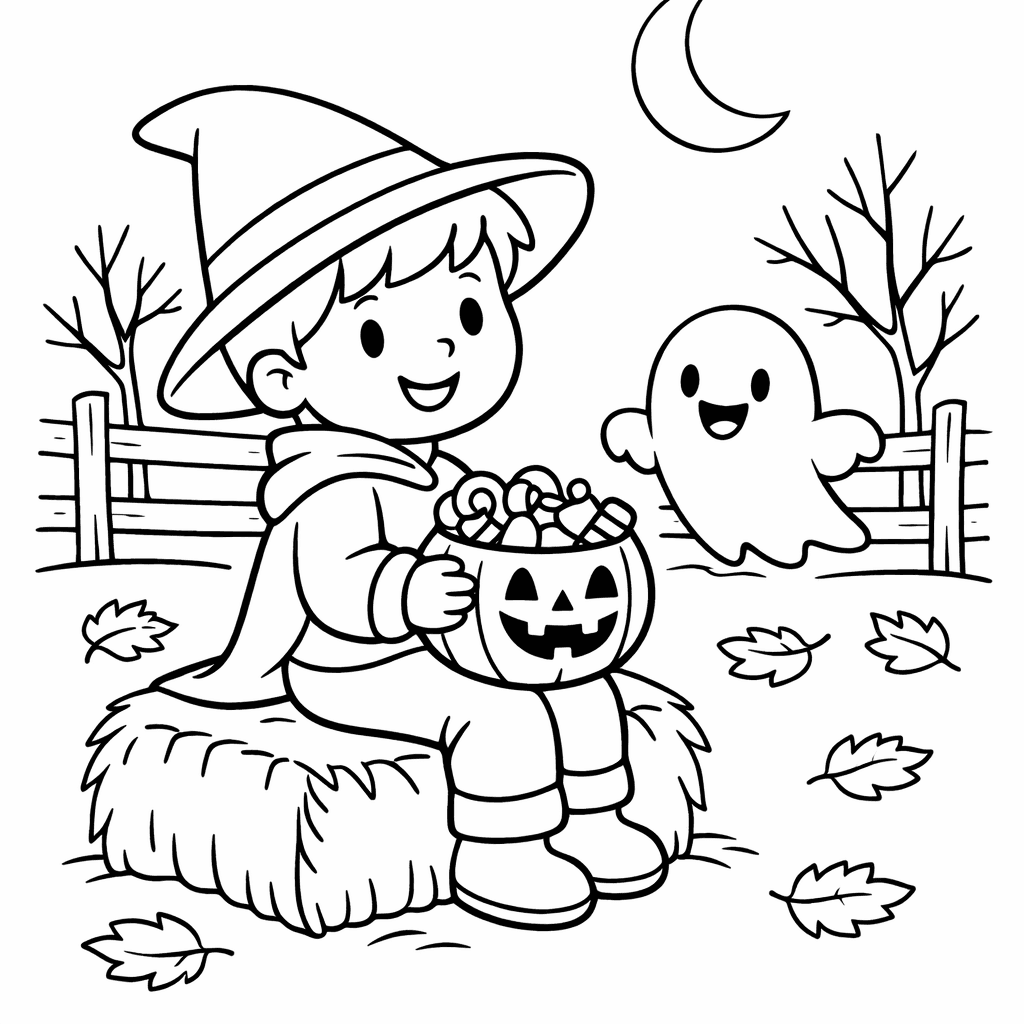 Free printable coloring page: Jack O Lantern, for ages 3-6
