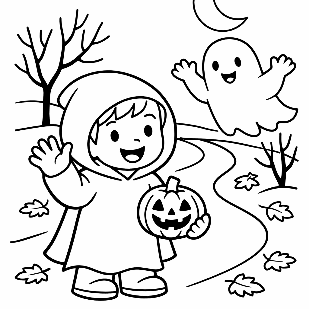 Free printable coloring page: Object Only: Two Or Three Halloweens Side By…, for ages 3-6