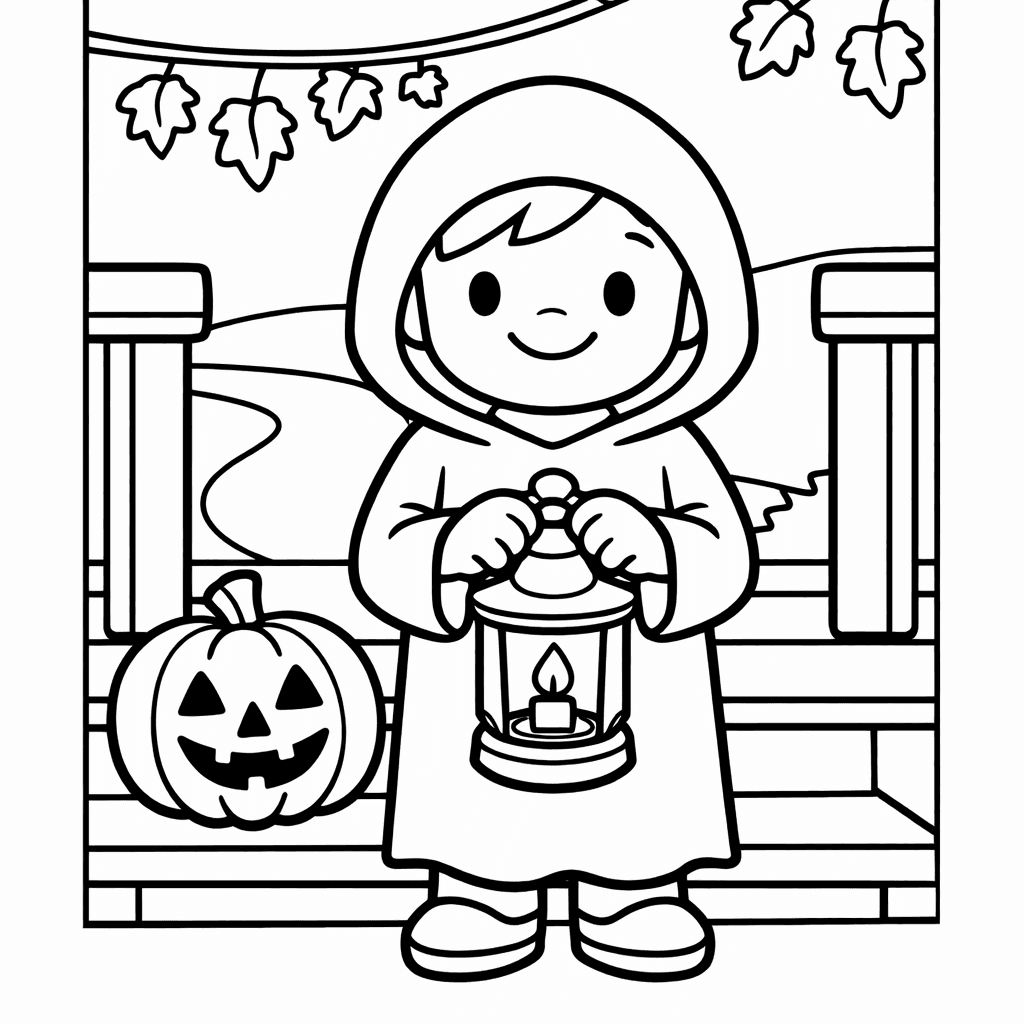 Free printable coloring page: Jack O Lantern, for ages 3-6