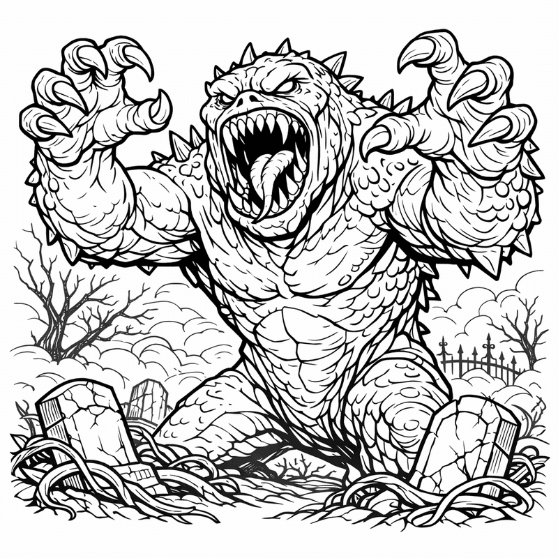 Free printable coloring page: Object Only: A Cute Monster With Clean Outlines,…, for ages 7-12
