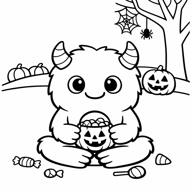 Free printable coloring page: Object Only: Two Or Three Monsters Side By Side, Simple And Adorable, No Background, for ages 3-6