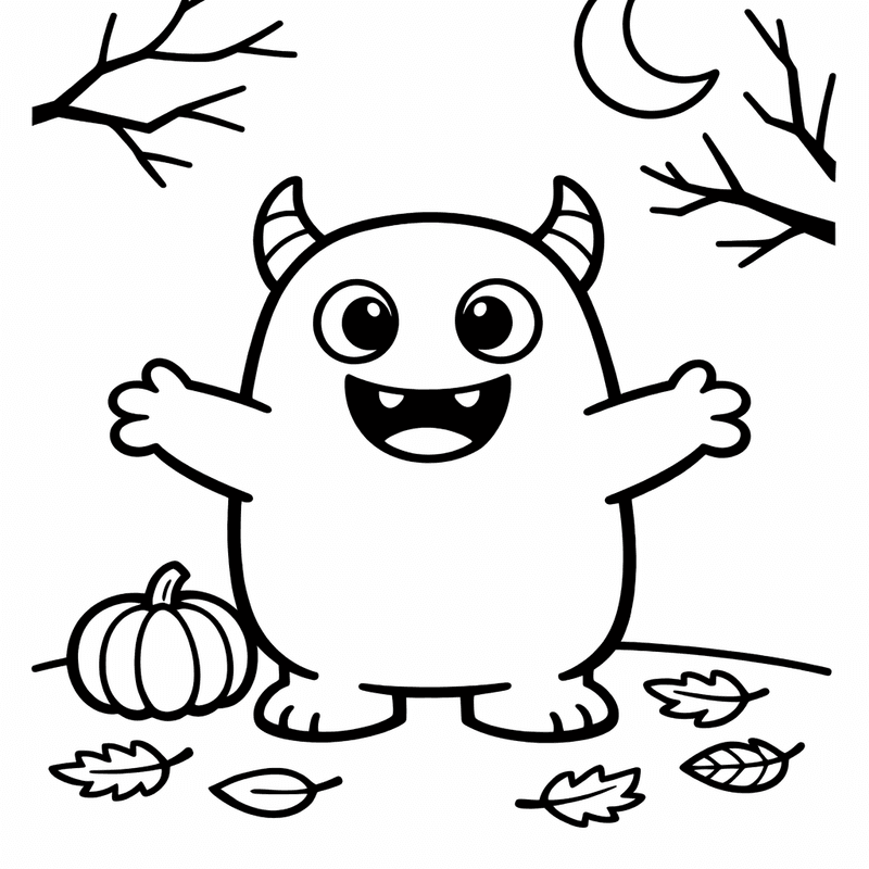 Free printable coloring page: Cute Monster, for ages 3-6