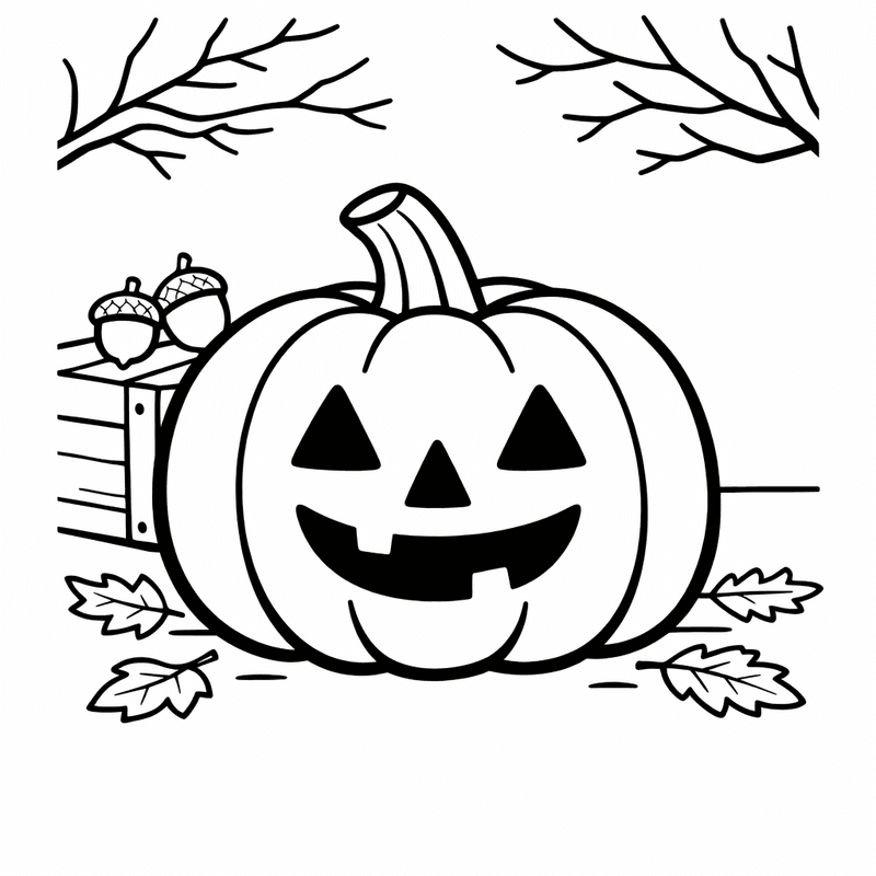 Free printable coloring page: Object Only: A Cute Pumpkin With Clean Outlines, No Background, for ages 3-6