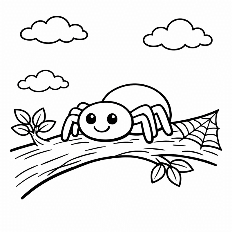 Free printable coloring page: Spider And Web, for ages 3-6